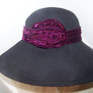 Vica's Wool Hat Fedora Burgundy Band Bow